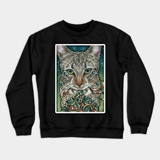 Cosmos Cat with Toy - White Outlined Version Crewneck Sweatshirt